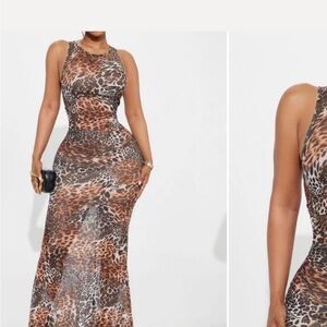Fashion Nova Brown Leopard Maxi Dress